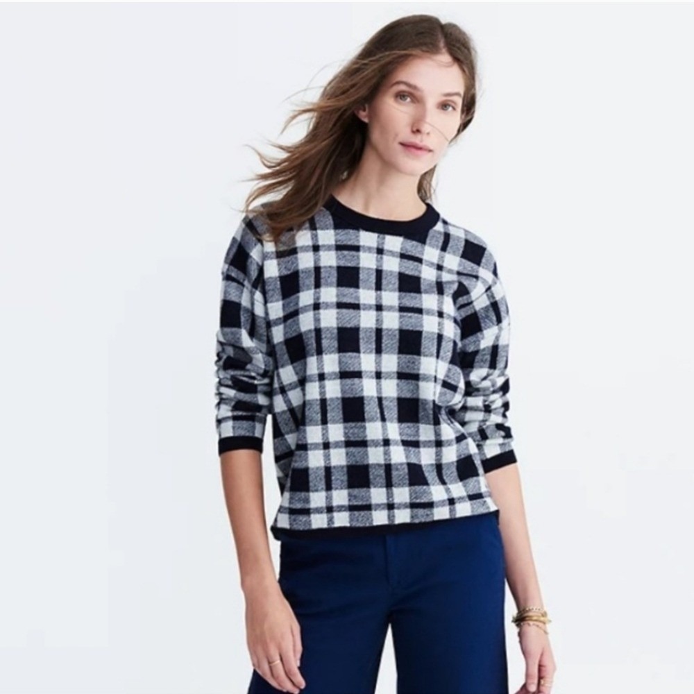 Madewell S Merino Wool Plaid Back Button Down Sweater Cozy Chic‎ Dark Academia